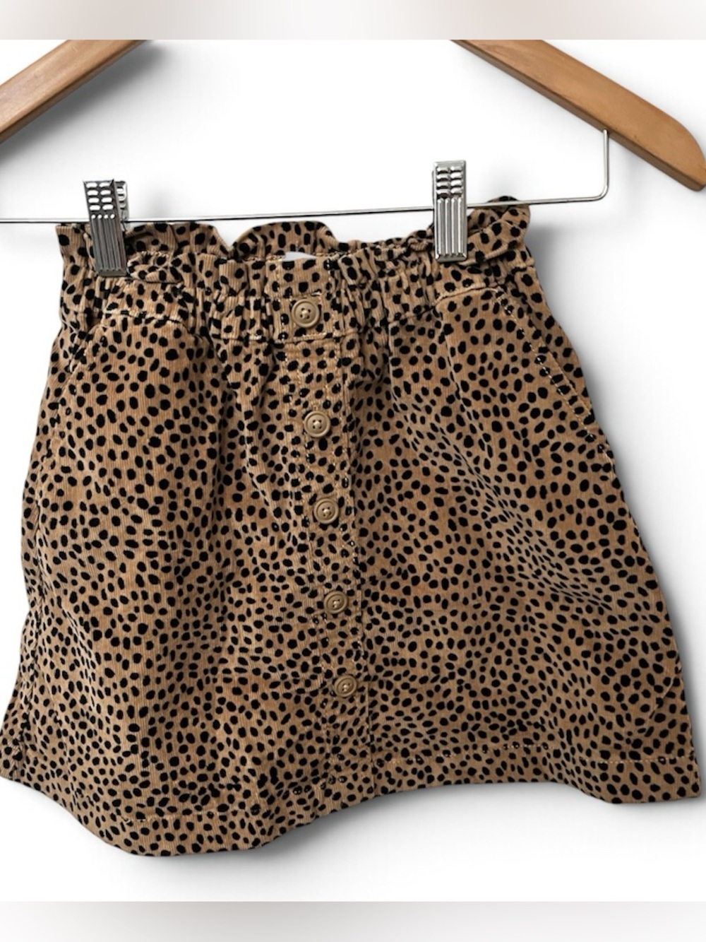 Crewcuts Girls Corduroy Skirt Brown Animal Print Button Front Pockets Sz 8